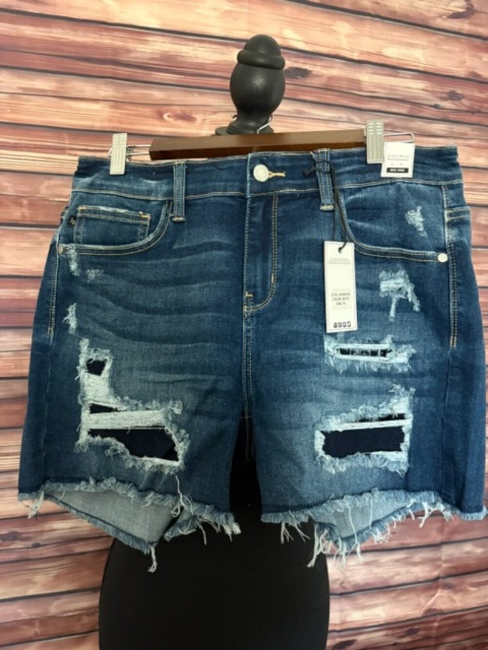 Judy Blue High Rise Distressed Denim Raw Hem Shorts XL NWT